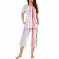 thumbnail image 1 of Rbaofujie Chemises de Nuit et T-Shirts de Nuit pour Femmes, Col Rond, Imprimé Dégradé, Manches Courtes, Ensemble Chemise de Nuit et Pantalon, Tenue d'Intérieur, Pyjamas avec Poches, Peignoir, 1 of 6