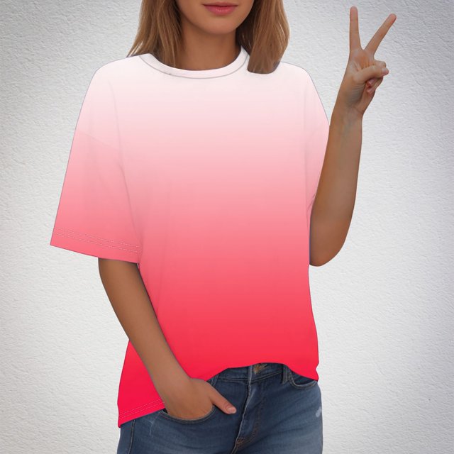 Lolmot Blouses pour Femmes, T-shirt Imprimé de Mode pour Femmes à Manches Courtes, Blouse à Col Rond, Hauts Décontractés