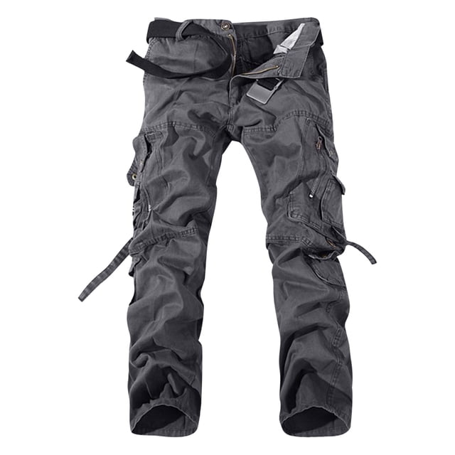 CEHVOM Men's Loose Multi-Pocket Washed Overalls Outdoor Casual Pants Trousers