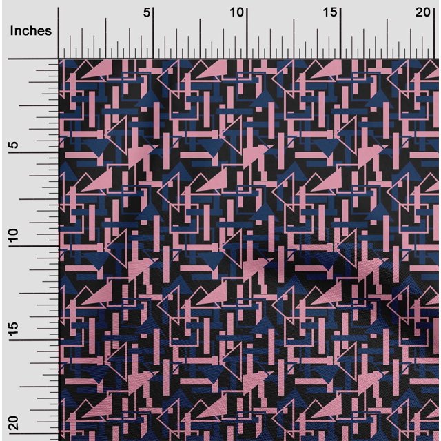 oneOone Viscose Chiffon Fabric Square & Triangle Geometric Printed Craft Fabric BTY 42 Inch Wide