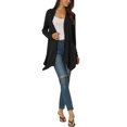 thumbnail image 2 of INSPIRE CHIC Women's Spring Fall Draped Open Front Casual Long Sleeve Lightweight Cardigan L Black, 2 of 6