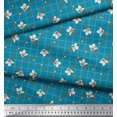 thumbnail image 3 of Soimoi Blue Rayon Fabric Check & Floral Print Fabric by Yard 42 Inch Wide, 3 of 6