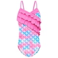 thumbnail image 1 of PMVFHDE Girls Mermaid Swimsuit One-Piece Cute Ruffle Strap Bathing Suit Toddler Kids Swimwear for Beach Pool Summer C,7-8 Years, 1 of 4