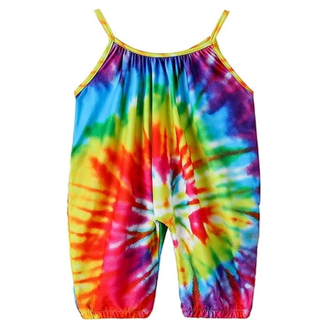 Toddle Sleeveless Jumpsuit with Tie-dye Pattern Printing Elastic Closure Clothing
