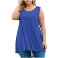 thumbnail image 2 of AherBiu Débardeurs d'Été Grande Taille pour Femmes Coupe Ample Col Rond Sans Manches Ourlet Mode Basique T-Shirt, 2 of 5