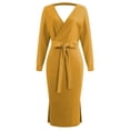 thumbnail image 4 of QIPOPIQ Robes pour Femmes pour Invitée de Mariage Fête Manches Courtes Nouvelle Robe d'Automne et d'Hiver d'Été Aguichant à Col en V à Nouer Robes à Manches Longues Offres 2023, 4 of 7
