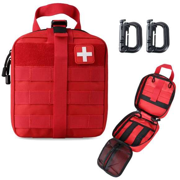 LIVANS Tactical First Aid Pouch, Molle EMT Pouches Rip-Away Military IFAK Medical Bag Outdoor Emergency Survival Kit Quick Release Design Include Red