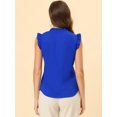 thumbnail image 4 of INSPIRE CHIC Women's Ruffled Sleeveless Vintage Blouses Tops Royal Blue S, 4 of 5