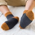 thumbnail image 2 of TIEVOSA Winter Men Coral Socks Middle Tube Sleeping Home Solid Stocking（Dark Gray）, 2 of 5