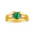 thumbnail image 1 of RYLOS Mens Rings 14K Yellow Gold Classic Design 7X5MM Oval Gemstone & Diamond  Emerald May Birthstone Ring Size 9, 1 of 6