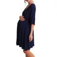 thumbnail image 1 of TIMIFIS Navy Maternity Nursing Mini Dress Summer 3/4 Sleeve Breastfeeding Casual Plus Size Solid Color Spring Crew Neck Lightweight Dresses, 1 of 4