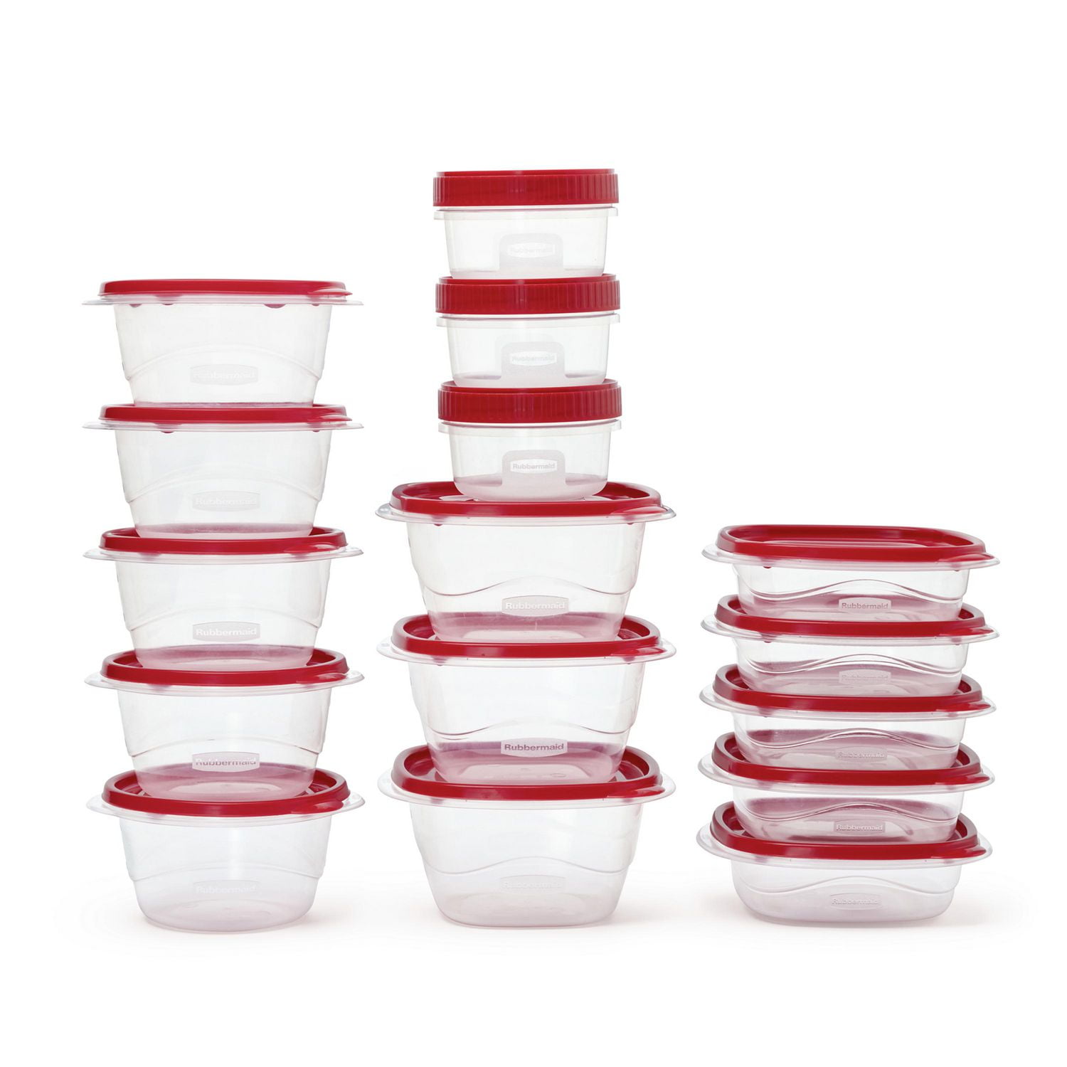 Boîtes de conservation des aliments Rubbermaid TakeAlongs, Rouge rubis, 32 pièces pour le déjeuner et la préparation des repas