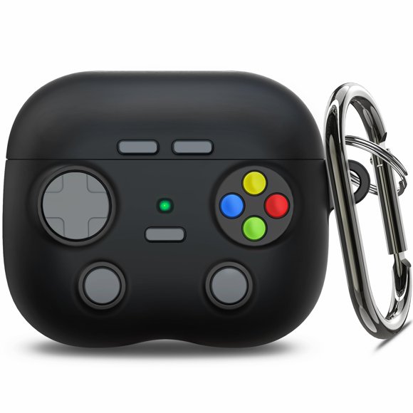 volport Étui pour Airpods 3, Accessoires de Protection pour Airpods 3 avec Porte-Clés Compatible avec Apple Airpods 3ème Génération 2021 pour Femmes Hommes Filles Garçons, avant LED Visible, Noir