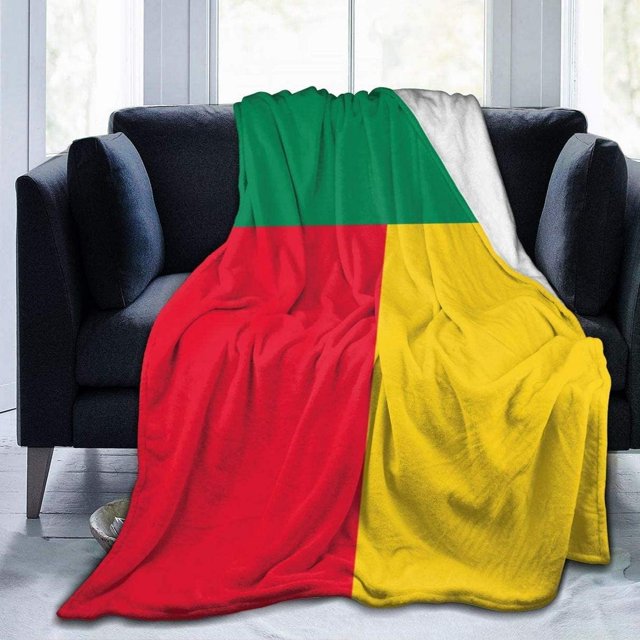 Couverture en Molleton Drapeau du Bénin Jeté Peluche Duveteux Super Doux Réversible en Microfibre Flanelle Couvertures 50"x40 Pouces