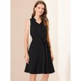 thumbnail image 2 of INSPIRE CHIC Robe Midi d'Été Unie Sans Manches à Col en V pour Femme, Boutonnée devant, Taille à Nouer, Noire, G, 2 of 6