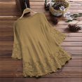 thumbnail image 4 of Soki 3/4 Length Sleeve Womens Boho Tops Cotton Linen Embroidered Shirts Plus Size Flowy Lace Tunic Peasant Blouses, 4 of 8
