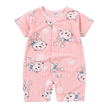 dmqupv Barboteuse pour Nourrisson Garçon Bébé Coton Jacquard Combinaison à Double Bouton Simple et à la Mode Rose, Taille pour 18-24 Mois