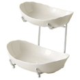 thumbnail image 1 of Siruishop Ceramic Fruit Bowl for Kitchen Counter Fruit Display Stand for Kitchen Snack Argent White 2 Layer, 1 of 8
