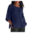 thumbnail image 1 of Blouse Chemise Ample pour Femmes d'Été à Manches Raccourcies, Col Rond, Ligne en Coton, 1 of 9