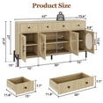 thumbnail image 3 of Sideboard Cabinet with 4 Doors & 3 Drawers, Wooden Buffet Cabinet Coffee Bar Table with Adjustable Shelf, Storage Cabinet for Kitchen, Dining Room, Hallway, 3 of 8