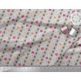 thumbnail image 3 of Soimoi Gris polyester Georgette Tissu Feuilles, Rayures & Fleurs Roses Rayures Tissus Imprimés par Yard 52 Pouces de Large, 3 of 5