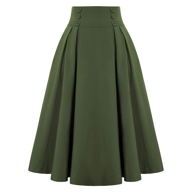 Jupe Décontractée pour Femme avec Poches Vintage Taille Haute Plissée