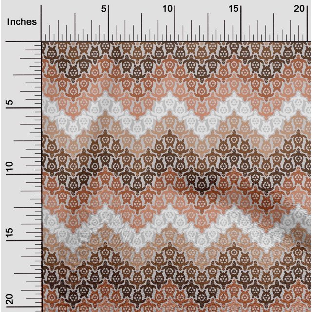 oneOone Georgette Viscose Brown Fabric Turtle Block Sewing Craft Projects Fabric Prints By Yard 42 Inch Wide