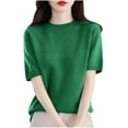 thumbnail image 1 of KIHOUT Nouveaux Hauts de Mode d'Été pour Femmes 2024, Veste de Déplacement Sans Capuche à Col Rond et Manches Courtes pour Dames, Couleur Unie Vert G, 1 of 3