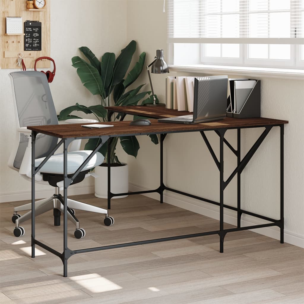 vidaXL Desk Brown Oak 149x149x75 cm Engineered Wood