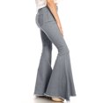 thumbnail image 2 of Feinuhan Jeans Rétro Taille Haute à Pattes d'Éléphant pour Femme, Gris, Petit, 2 of 5