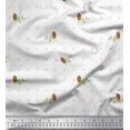thumbnail image 1 of Soimoi Brun Moss Georgette Tissu Feuilles & Trèfle Imprimé Floral par Yard 42 Pouces de Large, 1 of 3