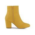 thumbnail image 3 of BLISSFUL STEP Bottines à Talon Bloc à Bout Rond pour Femmes avec Fermeture Éclair Latérale Jaune 6, 3 of 7