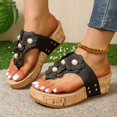 thumbnail image 2 of Dakaela Womens Cork Flower Platform Sandals Arch Support Wedge Flip Flops Summer Walking Slip on Shoes, 2 of 8