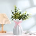 thumbnail image 4 of European Lace Plastic Flower Vase - 6.3in Wedding Candy Box for Home/Table Decor, Imitation Glazed Finish (White)​, 4 of 6