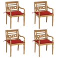thumbnail image 1 of vidaXL Batavia Chairs with Cushions 4 pcs Solid Teak Wood, 1 of 5