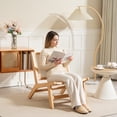 thumbnail image 2 of HOMCOM Rattan Accent Chair with Rubber Wood Frame for Bedroom, Natural, 2 of 10
