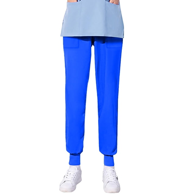 TIMIFIS Scrub for Women Solid Color Four Season Loose Bunched Feet Nurse Work Pants Scrub Pants - Spring/Summer