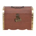 thumbnail image 2 of jifeng Piggy Bank Decor Memory Hobby Preservation Keepsakes Box Wood Treasure Chest Gold, 2 of 9
