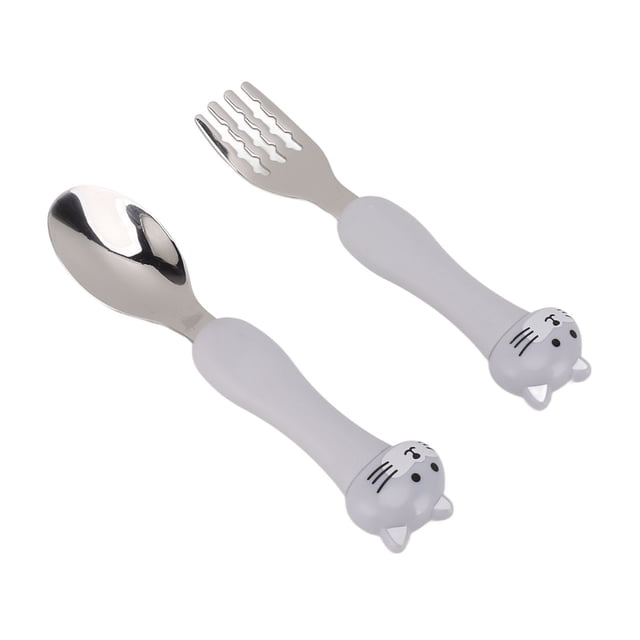 6-Piece Baby Spoon Fork Set With Cartoon Handle, Stainless Steel Feeding Utensils For Toddlers With Travel Case