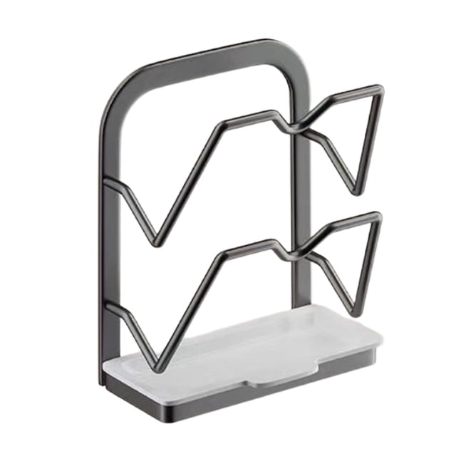 Grey S Iron Pot Lid Rack No Hole Wall Mounted Kitchen Shelf Cutting Board Holder Chopping Board Bracket Organizer Grey Color Small Size 7.87X3.54X9.06 Inches