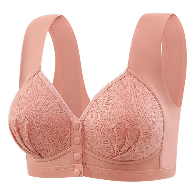 cfhntfmh Front Closure Bras for Women Wireless Wide Strap Push up Bralettes Comfort Convenient Front Buttons Bras