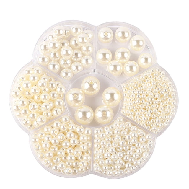 tredstone 1150pcs/set Beaded Jewelry Making Supplies - Easy To Thread Round Beads For DIY Projects Durable cream-coloured 1Set