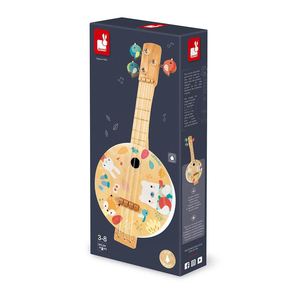 Janod - Pure - Banjo - Colourful Musical Development Toy - For Babies and Toddlers - Develops Artistic Sensibility & Memory - From 3 Years + - J05160.