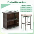 thumbnail image 3 of Gymax 3 Pieces Patio Bar Set PE Wicker Outdoor Bar Table & Stools Set w/ Removable Cushions, 3 of 10