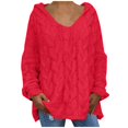 thumbnail image 1 of Pull Femmes Mode en Vrac Grande Taille Capuche de Couleur Unie Manches Longues Pull Tops, 1 of 8