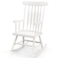 thumbnail image 1 of Costway Solid Wood Rocking Chair Porch Rocker Indoor Outdoor Seat Glossy Finish White, 1 of 7