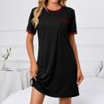thumbnail image 2 of Robe T-Shirt Femme Femmes Manches Courtes Couleur Unie Coupe Ample T-Shirt Col Rond Robe de Pyjama Robe T-Shirt pour Femmes Robe T-Shirt pour Femmes T-Shirts pour Femmes Mode, 2 of 6