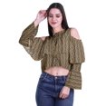 thumbnail image 2 of Moomaya Cold Shoulder Tops Shirts For Women Printed Casual Blouse Short Top, 2 of 4