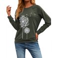 thumbnail image 4 of ZXZY Women Dandelion Graphic Print Round Neck Long Sleeve Pullover, 4 of 7