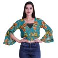thumbnail image 4 of Moomaya Printed Womens Crop Top Wrap Style Top Wear Ruffle Long Sleeve Casual Summer Blouse, 4 of 5